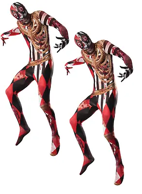 Mens Acrobat Costume Circus Showman Zombie Halloween Bodysuit Fancy Dress • £6.99