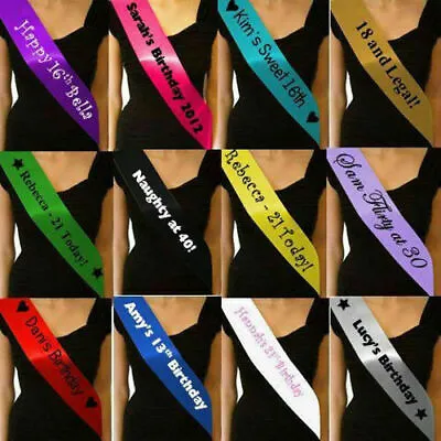 Personalised Birthday Sash Sashes Any Age 18th 21st 30th 40th 50th 60th 70th • £2.49