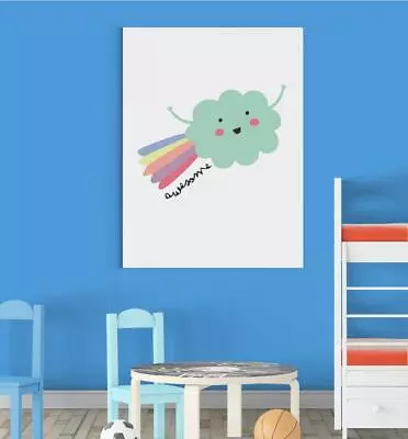 Blushing Cloud Rainbow Awesome Nursery Boys Girls Wall Decor Art Poster Print • £3.49