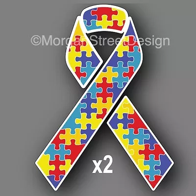 Autism Awareness (Set Of 2) 3  Ribbons Vinyl Decal Sticker Car Truck  • $2.99