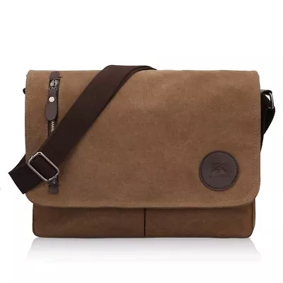 Messenger Bag Canvas Vintage Brown Computer Laptop Bag 13 14 Inch Macbook IPad • $58.99