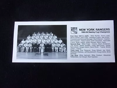 Vintage 1993-4 NY Rangers Stanley Cup Champs Team Photo Messier Leetch Zubov • $21.99