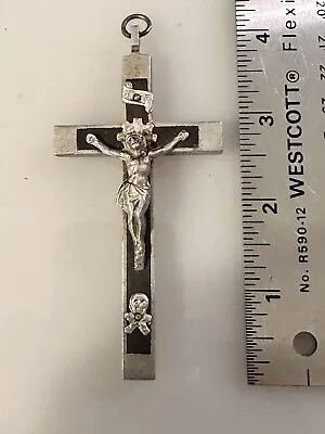 Antique 4'' PECTORAL NUN CROSS SKULL & Crossbones Crucifix For Habit Rosary • $38
