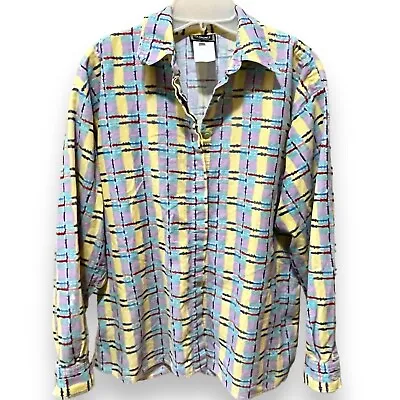 Versace Jeans Couture Men’s Shirt Sz L Corduroy Cotton Colorful Italy Vintage • $124.99