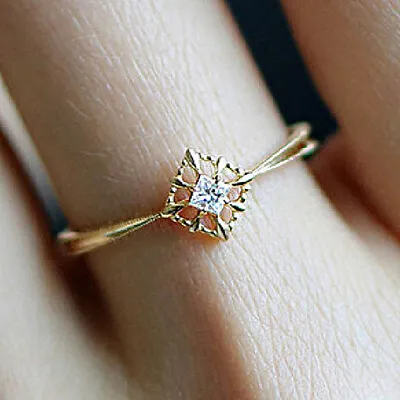 Elegant Women 18k Yellow Gold Plated Rings Cubic Zirconia Jewelry Size 6-10 • £3.34