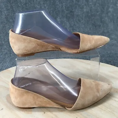 J Crew Shoes Womens 7 Zoe Slip On Pointed Toe DOrsay Flats F5310 Brown Suede • $23.99