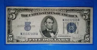 1934 C $5 Blue Seal Silver Certificate !vf. Circ. ! Okd Us ! Nice !  • $9.95