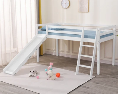 £229.99 • Buy Kids Bunk Beds Mid Sleeper Slide & Ladder Pine Wood 3FT Single Cabin Bed Frame
