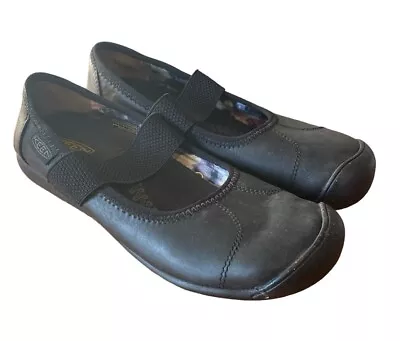 Keen Women Sienna Black Leather Mary Jane Flats Comfort Shoes 1017982 Size 7.5 • $22.99
