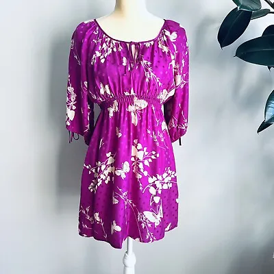 Yumi Kim Jeanette Pullover Dress Butterfly Print 3/4 Sleeve Pink M Silk Mini • £38.01