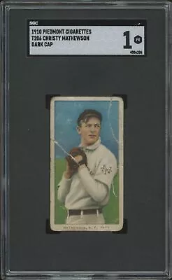 1909 T206 Christy Mathewson Poor Piedmont 350 Hof Dark Cap Sgc 1 New York Giants • $960