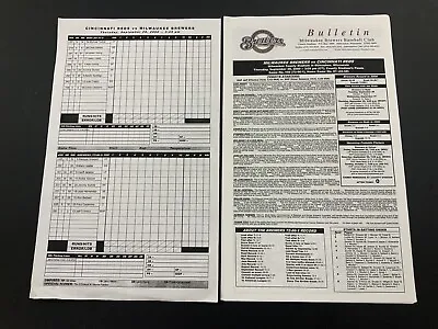 Last Game At Milwaukee County Stadium! Brewers Vs Reds Roster/Press Box Bulletin • $25