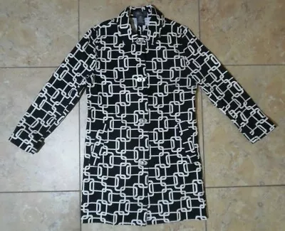 George ME Designs By Mark Eisen Jacket Small 4/6 Black White Geometric Design • $19.99