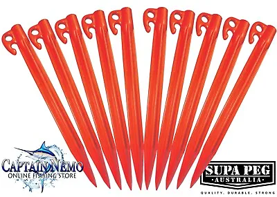 $29.95 • Buy Supa Peg 10 X 300mm Sand Tent Pegs Stakes Heavy Duty Orange Beach Peg Tsppo300