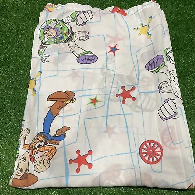 Toy Story TWIN FLAT SHEET Woody & Buzz Lightyear Bedding 1995 Vintage Disney  • $20