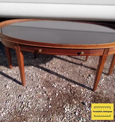 Mahogany Mersman Hepplewhite Glass Top Coffee Table (CT-158) • $699