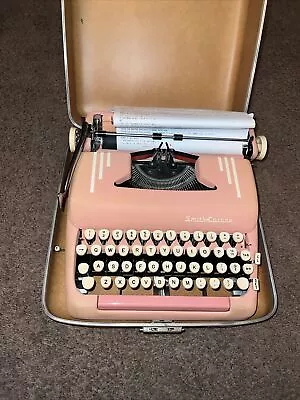 Vintage 1950s Smith-Corona Silent-Super 5T Coral PINK Typewriter W/Case-No Key • $249
