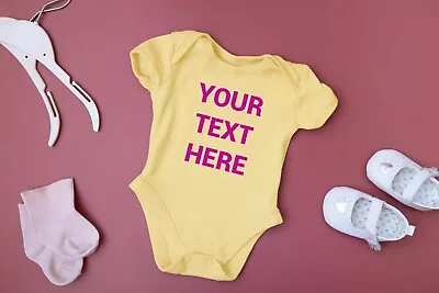 Personalised Your Text Here Baby Bodysuit Custom Boys Girls Vest Grow Clothes • £8.99