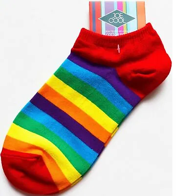 Novelty Funky Rainbow Stripey Striped Multi Colour Pattern ANKLE Trainer Socks  • £4.50