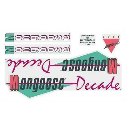 Mongoose - 1987 Decade Decal Set - Blue Frame - Old School Bmx • $66