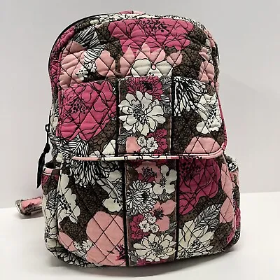 Vera Bradley  Mocha Rouge  Med.  Backpack. Retired 2011 Pattern Pink Brown White • $24.99