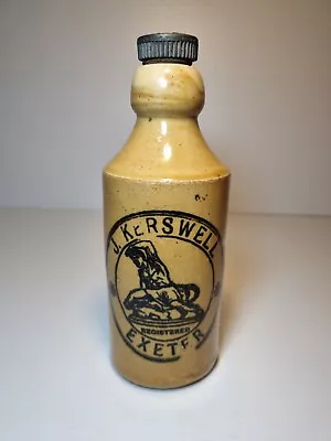 Vintage Beer Bottle J. Kerswell Exeter Stoneware Antique Pottery Clay Bottle • $55