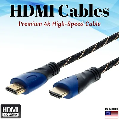 Gold 4k HDMI Cable 2.0 PREMIUM 1.5 3 6 10 12 15 20 25ft 30ft 35ft 40ft 50ft Lot • $3.99