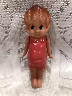 Vintage Celluloid Bathing Beauty Doll Molded Pink Tiny 4” Tall • $20