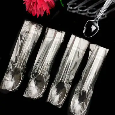 25/50X Plastic Ice Cream Mini Spoons Dessert Serving Disposable Party Teaspoon • $3.38