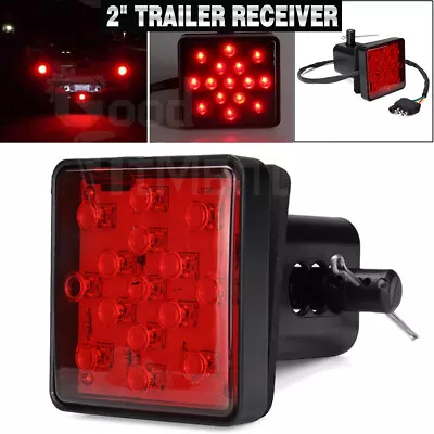 Red Lens 15-LED Brake Light DRL Trailer Hitch Cover Fit For 2  Towing & Hauling • $17.48