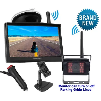 WIRELESS 5  MONITOR REVERSING CAMERA REAR VIEW KIT 12V 24V TRUCKCARAVAN Boat • $74.88