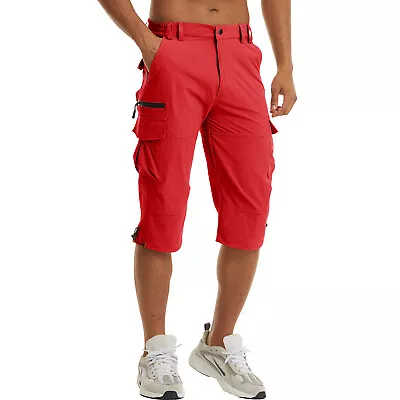 Mens Casual Work Cargo Shorts Quick Dry Outdoor Hiking 7 Pocket 3/4 Capri Shorts • $32.98