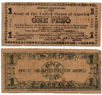 PHILIPPINES Free Negros 7th Military District Note S715 1943 1 Peso Note • $14.99