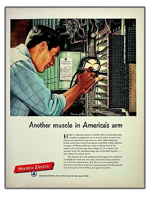 Western Electric Workman Installer Soldering Wires 1952 Vintage Print Ad • $13.95