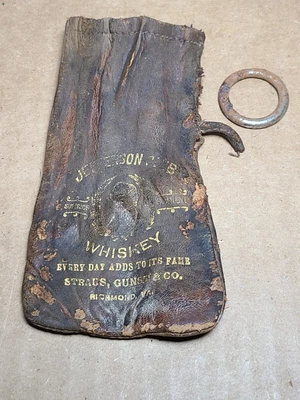 $22.49 • Buy Antique Straus Gunst Co Richmond VA Jefferson Club Whiskey Leather Mini Pouch 