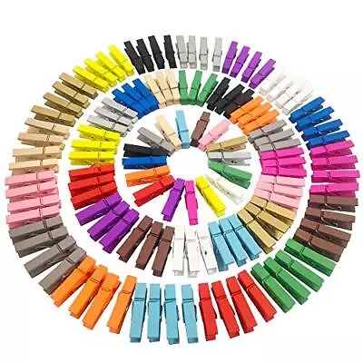 Pack Of 128 Mini Wooden Colored Clothespins16 Coloers Each 8pcs • $10.60