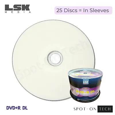 25 LSK DVD DVD+R DL 8x Dual Double Layer White Inkjet 8.5GB 240Min - Dup Hp • $17.47