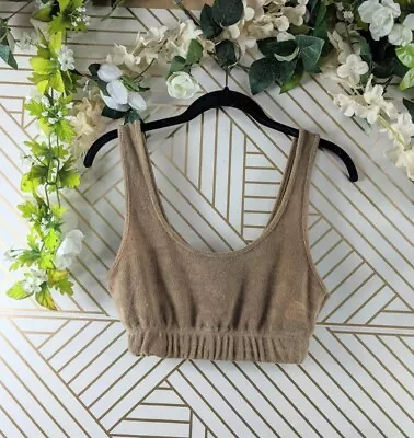 Zara Terry Cloth Tan Cropped Tank Top Sleeveless Size Small READ • $12