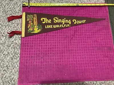 Rare VTG Pennant Flag BANNER Lake Wales FL Florida - THE SINGING TOWER Ship Fast • $18.69