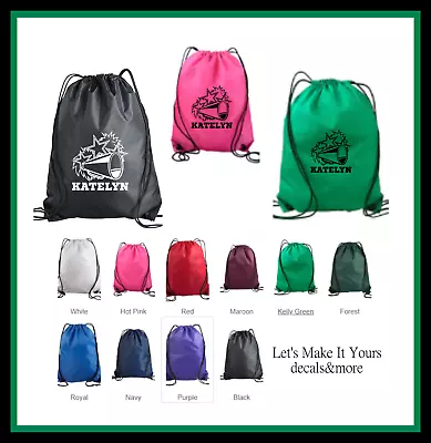 Cheerleader Theme Stars Custom Drawstring Backpack Gift Bag Personalized Name • $25.09
