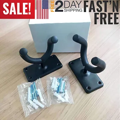 2 Pack Universal Guitar Hangers Wall Mount Arm Instrument Display Holder Padded • $10.99