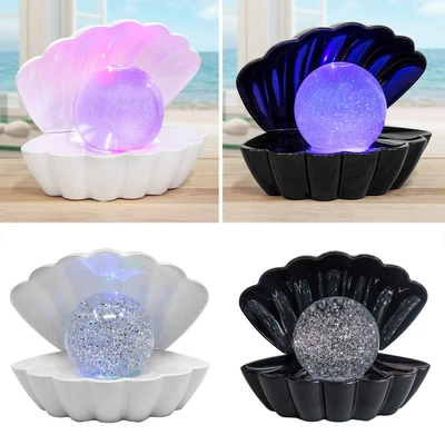 £14.25 • Buy Sea Shell Glitter Lamp Bedroom Night Light Colour Changing LED Clam Glitter Ball