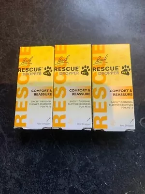 3 X Bach Rescue Remedy Pets Dropper Comfort & Reassure 10m • £19.99