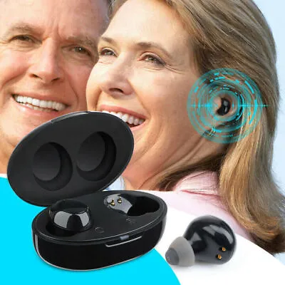 A Pair Rechargeable Digital Invisible Hearing Aids Amplifer Sound Voice Mini ITE • $27.99