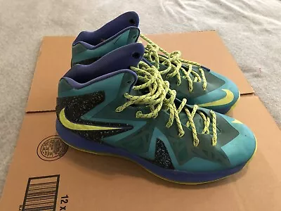 Nike Lebron 10 X Elite Miami Dade Turqoise Green Volt 579827-300 Mens Size 13 • $65.99