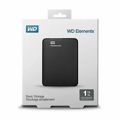 £56.99 • Buy WD 1 TB Elements Portable External Hard Drive USB 3.0  WDBU6Y0020BBK-WESN New]