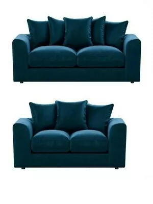 £279 • Buy New Royal Blue Plush Fabric 3 2 Seater Corner Sofa Left Right Hand Swivel Chair 