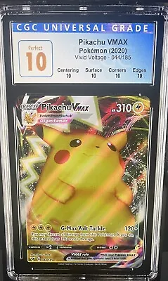 $599 • Buy POP 3 Pokémon Pikachu VMAX Vivid Voltage 044/185 Ultra Rare PERFECT CGC 10
