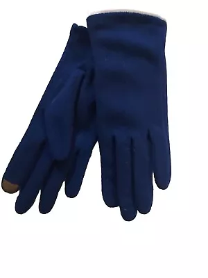 Macys  Fleece Touchscreen Knit Stretch Winter Gloves ROYAL Blue Size O/S • £12.82