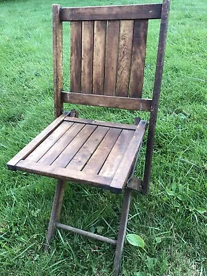 Vintage Folding Deck Chair Wood Slats RARE!!! Antique Pictures Prop Lawn Church • $79.95